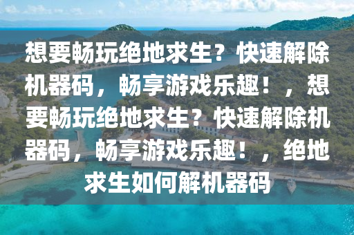 想要畅玩绝地求生？快速解除机器码，畅享游戏乐趣！，想要畅玩绝地求生？快速解除机器码，畅享游戏乐趣！，绝地求生如何解机器码