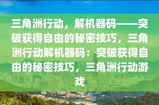 三角洲行动，解机器码——突破获得自由的秘密技巧，三角洲行动解机器码：突破获得自由的秘密技巧，三角洲行动游戏