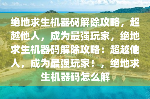 绝地求生机器码解除攻略，超越他人，成为最强玩家，绝地求生机器码解除攻略：超越他人，成为最强玩家！，绝地求生机器码怎么解