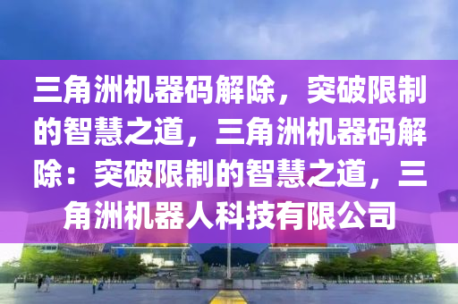 三角洲机器码解除，突破限制的智慧之道，三角洲机器码解除：突破限制的智慧之道，三角洲机器人科技有限公司