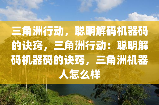 三角洲行动，聪明解码机器码的诀窍，三角洲行动：聪明解码机器码的诀窍，三角洲机器人怎么样