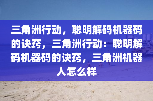 三角洲行动，聪明解码机器码的诀窍，三角洲行动：聪明解码机器码的诀窍，三角洲机器人怎么样