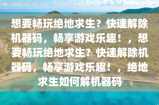 想要畅玩绝地求生？快速解除机器码，畅享游戏乐趣！，想要畅玩绝地求生？快速解除机器码，畅享游戏乐趣！，绝地求生如何解机器码