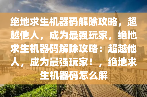 绝地求生机器码解除攻略，超越他人，成为最强玩家，绝地求生机器码解除攻略：超越他人，成为最强玩家！，绝地求生机器码怎么解