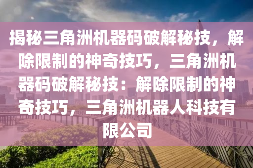 揭秘三角洲机器码破解秘技，解除限制的神奇技巧，三角洲机器码破解秘技：解除限制的神奇技巧，三角洲机器人科技有限公司