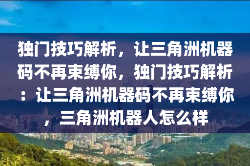 独门技巧解析，让三角洲机器码不再束缚你，独门技巧解析：让三角洲机器码不再束缚你，三角洲机器人怎么样