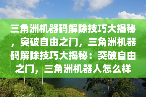 三角洲机器码解除技巧大揭秘，突破自由之门，三角洲机器码解除技巧大揭秘：突破自由之门，三角洲机器人怎么样