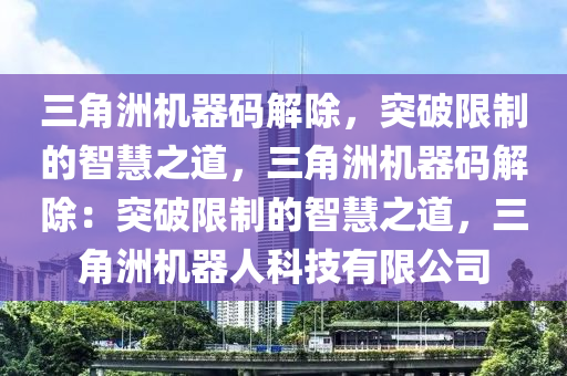 三角洲机器码解除，突破限制的智慧之道，三角洲机器码解除：突破限制的智慧之道，三角洲机器人科技有限公司