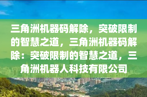 三角洲机器码解除，突破限制的智慧之道，三角洲机器码解除：突破限制的智慧之道，三角洲机器人科技有限公司