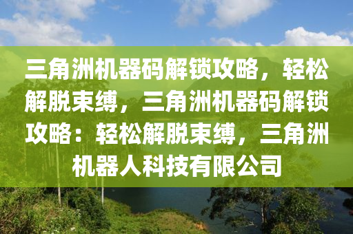 三角洲机器码解锁攻略，轻松解脱束缚，三角洲机器码解锁攻略：轻松解脱束缚，三角洲机器人科技有限公司