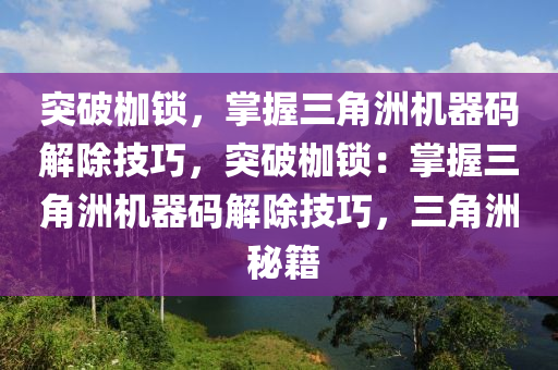 突破枷锁，掌握三角洲机器码解除技巧，突破枷锁：掌握三角洲机器码解除技巧，三角洲 秘籍