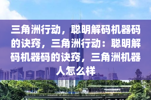 三角洲行动，聪明解码机器码的诀窍，三角洲行动：聪明解码机器码的诀窍，三角洲机器人怎么样