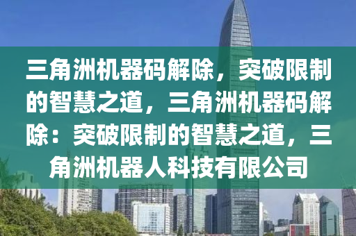 三角洲机器码解除，突破限制的智慧之道，三角洲机器码解除：突破限制的智慧之道，三角洲机器人科技有限公司
