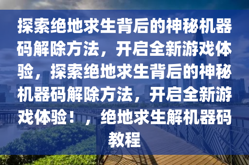 探索绝地求生背后的神秘机器码解除方法，开启全新游戏体验，探索绝地求生背后的神秘机器码解除方法，开启全新游戏体验！，绝地求生解机器码教程