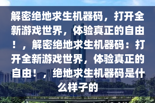 解密绝地求生机器码，打开全新游戏世界，体验真正的自由！，解密绝地求生机器码：打开全新游戏世界，体验真正的自由！，绝地求生机器码是什么样子的