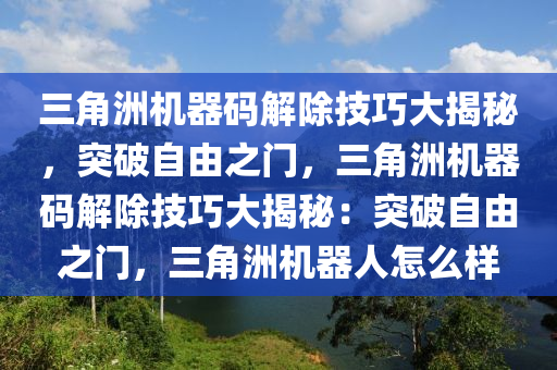 三角洲机器码解除技巧大揭秘，突破自由之门，三角洲机器码解除技巧大揭秘：突破自由之门，三角洲机器人怎么样