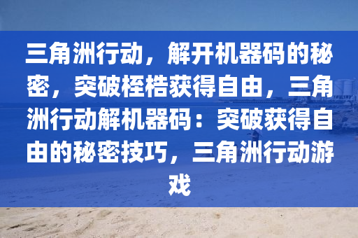 三角洲行动，解开机器码的秘密，突破桎梏获得自由，三角洲行动解机器码：突破获得自由的秘密技巧，三角洲行动游戏