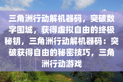 三角洲行动解机器码，突破数字围城，获得虚拟自由的终极秘钥，三角洲行动解机器码：突破获得自由的秘密技巧，三角洲行动游戏