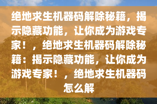 绝地求生机器码解除秘籍，揭示隐藏功能，让你成为游戏专家！，绝地求生机器码解除秘籍：揭示隐藏功能，让你成为游戏专家！，绝地求生机器码怎么解