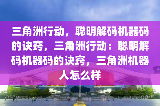 三角洲行动，聪明解码机器码的诀窍，三角洲行动：聪明解码机器码的诀窍，三角洲机器人怎么样