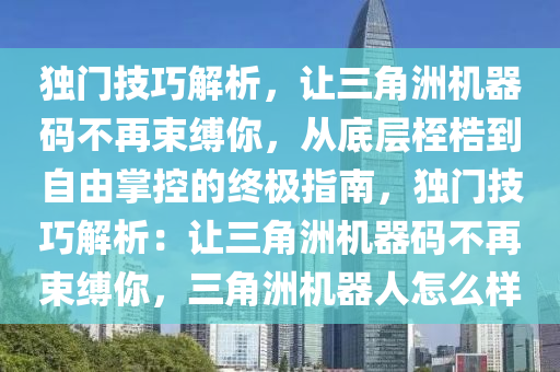 独门技巧解析，让三角洲机器码不再束缚你，从底层桎梏到自由掌控的终极指南，独门技巧解析：让三角洲机器码不再束缚你，三角洲机器人怎么样