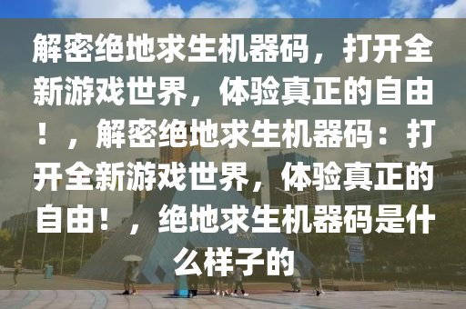 解密绝地求生机器码，打开全新游戏世界，体验真正的自由！，解密绝地求生机器码：打开全新游戏世界，体验真正的自由！，绝地求生机器码是什么样子的