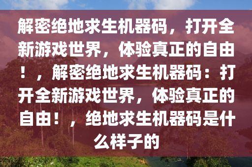 解密绝地求生机器码，打开全新游戏世界，体验真正的自由！，解密绝地求生机器码：打开全新游戏世界，体验真正的自由！，绝地求生机器码是什么样子的