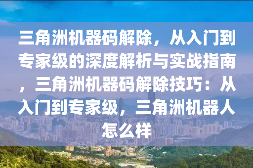 三角洲机器码解除，从入门到专家级的深度解析与实战指南，三角洲机器码解除技巧：从入门到专家级，三角洲机器人怎么样