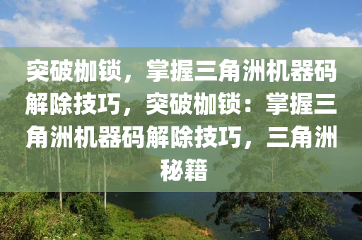 突破枷锁，掌握三角洲机器码解除技巧，突破枷锁：掌握三角洲机器码解除技巧，三角洲 秘籍