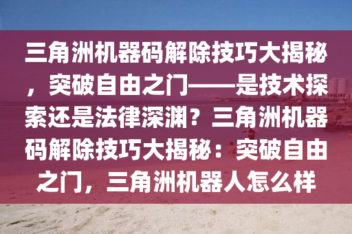 三角洲机器码解除技巧大揭秘，突破自由之门——是技术探索还是法律深渊？三角洲机器码解除技巧大揭秘：突破自由之门，三角洲机器人怎么样