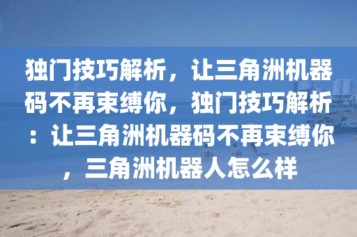 独门技巧解析，让三角洲机器码不再束缚你，独门技巧解析：让三角洲机器码不再束缚你，三角洲机器人怎么样