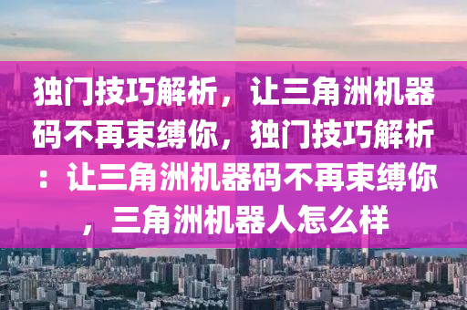 独门技巧解析，让三角洲机器码不再束缚你，独门技巧解析：让三角洲机器码不再束缚你，三角洲机器人怎么样