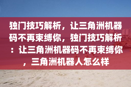 独门技巧解析，让三角洲机器码不再束缚你，独门技巧解析：让三角洲机器码不再束缚你，三角洲机器人怎么样
