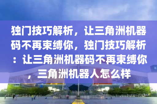 独门技巧解析，让三角洲机器码不再束缚你，独门技巧解析：让三角洲机器码不再束缚你，三角洲机器人怎么样