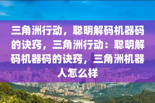 三角洲行动，聪明解码机器码的诀窍，三角洲行动：聪明解码机器码的诀窍，三角洲机器人怎么样