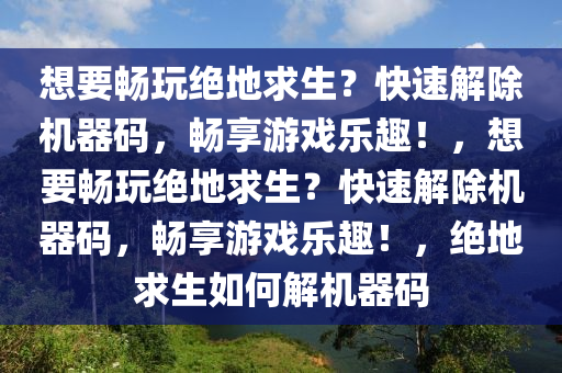 想要畅玩绝地求生？快速解除机器码，畅享游戏乐趣！，想要畅玩绝地求生？快速解除机器码，畅享游戏乐趣！，绝地求生如何解机器码