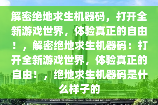 解密绝地求生机器码，打开全新游戏世界，体验真正的自由！，解密绝地求生机器码：打开全新游戏世界，体验真正的自由！，绝地求生机器码是什么样子的
