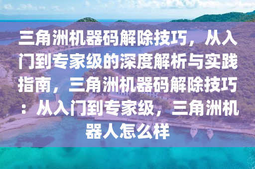 三角洲机器码解除技巧，从入门到专家级的深度解析与实践指南，三角洲机器码解除技巧：从入门到专家级，三角洲机器人怎么样