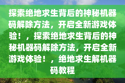 探索绝地求生背后的神秘机器码解除方法，开启全新游戏体验！，探索绝地求生背后的神秘机器码解除方法，开启全新游戏体验！，绝地求生解机器码教程