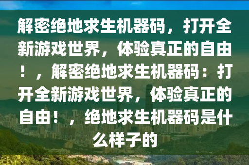 解密绝地求生机器码，打开全新游戏世界，体验真正的自由！，解密绝地求生机器码：打开全新游戏世界，体验真正的自由！，绝地求生机器码是什么样子的