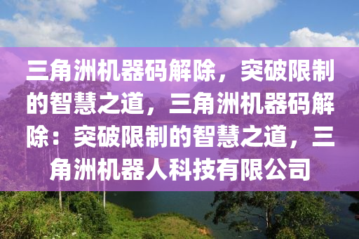 三角洲机器码解除，突破限制的智慧之道，三角洲机器码解除：突破限制的智慧之道，三角洲机器人科技有限公司