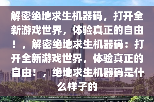 解密绝地求生机器码，打开全新游戏世界，体验真正的自由！，解密绝地求生机器码：打开全新游戏世界，体验真正的自由！，绝地求生机器码是什么样子的