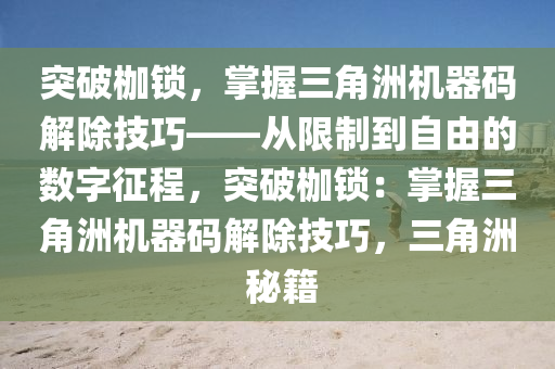 突破枷锁，掌握三角洲机器码解除技巧——从限制到自由的数字征程，突破枷锁：掌握三角洲机器码解除技巧，三角洲 秘籍