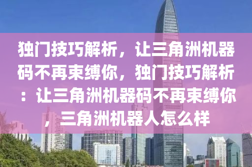 独门技巧解析，让三角洲机器码不再束缚你，独门技巧解析：让三角洲机器码不再束缚你，三角洲机器人怎么样