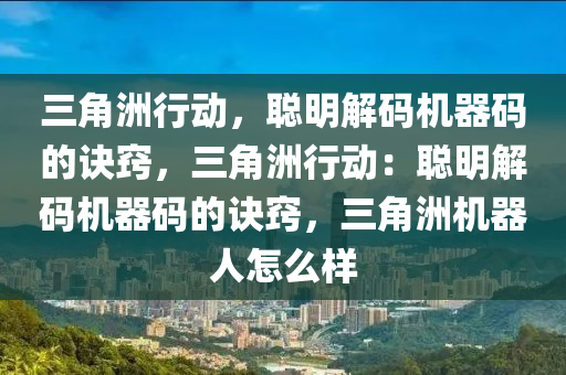 三角洲行动，聪明解码机器码的诀窍，三角洲行动：聪明解码机器码的诀窍，三角洲机器人怎么样