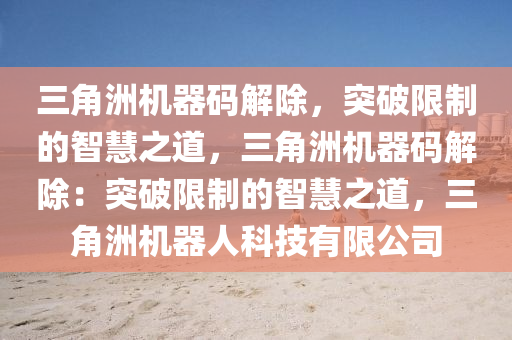 三角洲机器码解除，突破限制的智慧之道，三角洲机器码解除：突破限制的智慧之道，三角洲机器人科技有限公司