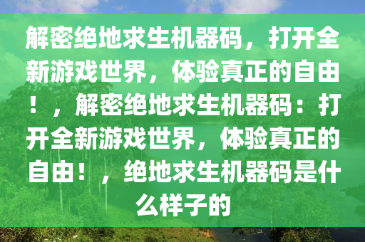 解密绝地求生机器码，打开全新游戏世界，体验真正的自由！，解密绝地求生机器码：打开全新游戏世界，体验真正的自由！，绝地求生机器码是什么样子的