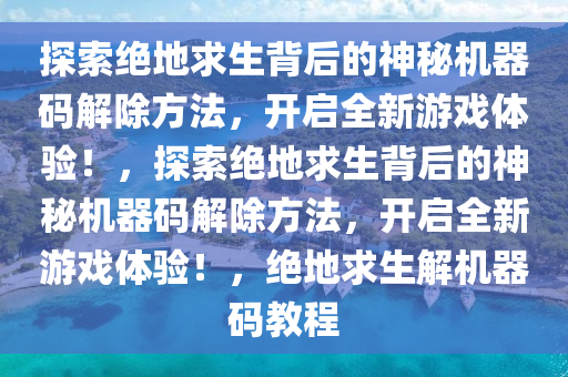 探索绝地求生背后的神秘机器码解除方法，开启全新游戏体验！，探索绝地求生背后的神秘机器码解除方法，开启全新游戏体验！，绝地求生解机器码教程
