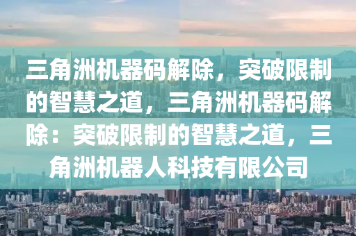 三角洲机器码解除，突破限制的智慧之道，三角洲机器码解除：突破限制的智慧之道，三角洲机器人科技有限公司