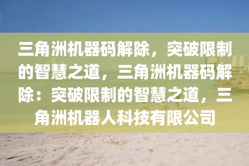三角洲机器码解除，突破限制的智慧之道，三角洲机器码解除：突破限制的智慧之道，三角洲机器人科技有限公司